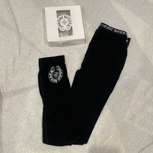 NWT Chrome Hearts Black Horseshoe Logo Leggings S + Packaging - Picture 2 of 7